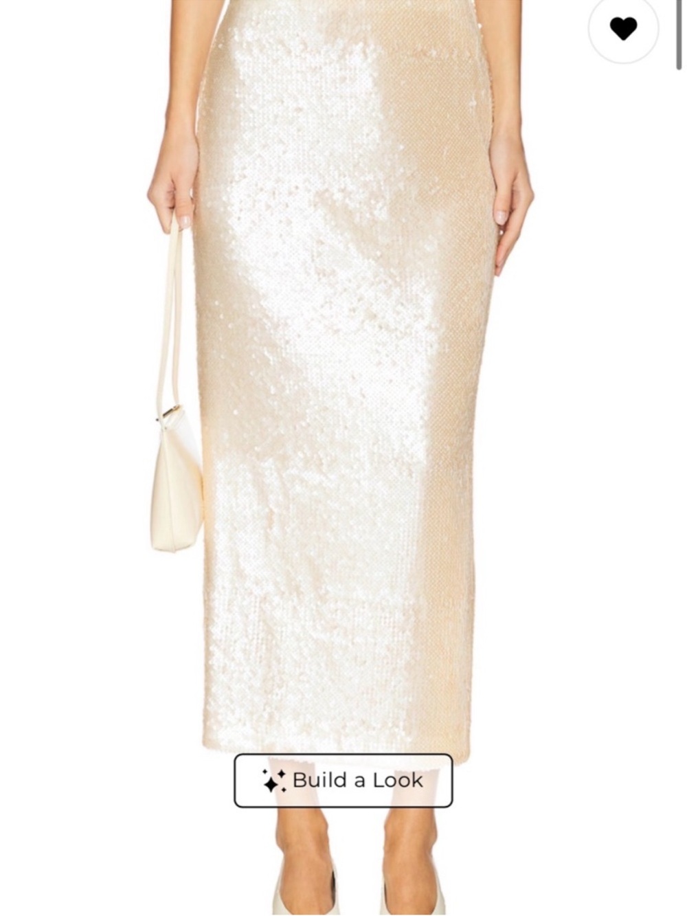H&M Sequined Maxi Skirt in Cream